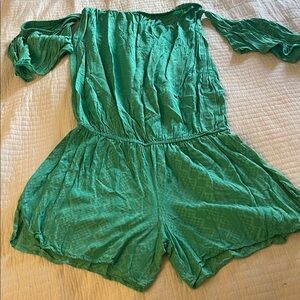 Elegant Green Off-Shoulder Romper